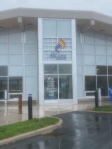 This is a close up image of the deCoste Culture Club entrance.